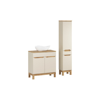 Zestaw meblowy 80cm z blatem, umywalką nablatową Cloud i szafką wysoką