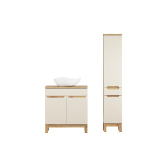 Zestaw meblowy 80cm z blatem, umywalką nablatową Cloud i szafką wysoką