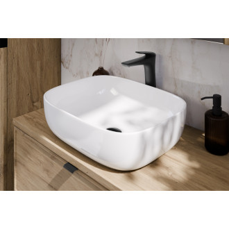 Zestaw meblowy 120cm z blatem, umywalką nablatową Smile, szafką wysoką i lustrem LED