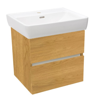 Koupelnová skříňka s keramickým umyvadlem Laufen Naturel Project 52,5x51x45,3 cm dub medový mat PROJECT260DM