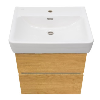 Koupelnová skříňka s keramickým umyvadlem Laufen Naturel Project 52,5x51x45,3 cm dub medový mat PROJECT260DM