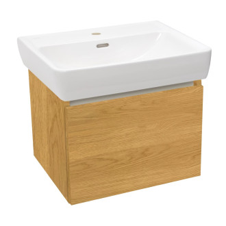Koupelnová skříňka s keramickým umyvadlem Laufen Naturel Project 52,5x40x45,3 cm dub medový mat PROJECT60DM