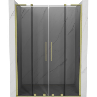 Posuvné sprchové dveře Mexen Velar L Duo 160 cm, grafit, kartáčované zlato - 871-160-003-42-55