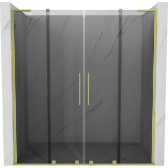 Posuvné sprchové dveře Mexen Velar L Duo 200 cm, grafit, kartáčované zlato - 871-200-003-42-55