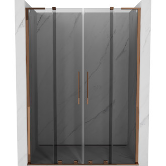 Posuvné sprchové dveře Mexen Velar L Duo 150 cm, grafit, růžové zlato - 871-150-003-42-60