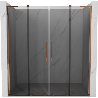 Posuvné sprchové dveře Mexen Velar L Duo 180 cm, grafit, růžové zlato - 871-180-003-42-60