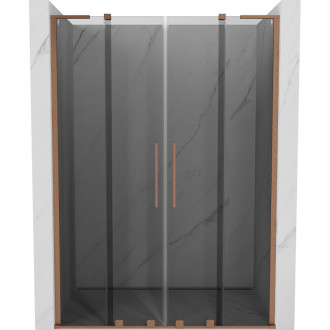 Posuvné sprchové dveře Mexen Velar L Duo 140 cm, grafit, kartáčovaná měď - 871-140-003-42-65