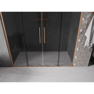 Posuvné sprchové dveře Mexen Velar L Duo 180 cm, grafit, kartáčovaná měď - 871-180-003-42-65