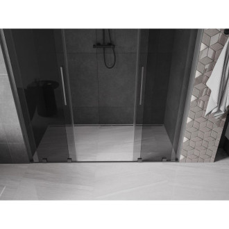 Posuvné sprchové dveře Mexen Velar L Duo 200 cm, grafit, kartáčovaná pistolově šedá - 871-200-003-42-66