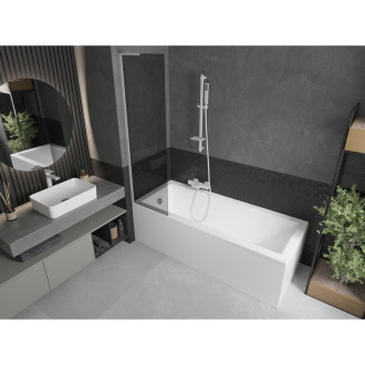 Vanová zástěna Mexen Next L s jedním křídlem 50 x 150 cm, grafitová, bílá - 895-050-000-03-40-20