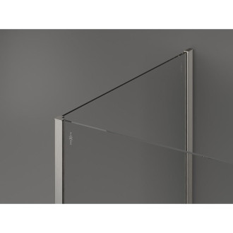 Mexen Kioto Sprchová zástěna 135 x 90 x 40 cm, průhledná, kartáčovaný nikl - 800-135-090-221-97-00-040