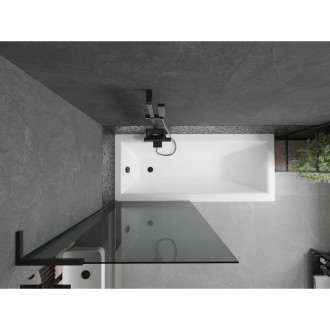 Vanová zástěna Mexen Next L s jedním křídlem 80 x 150 cm, grafitová, černá - 895-080-000-03-40-70