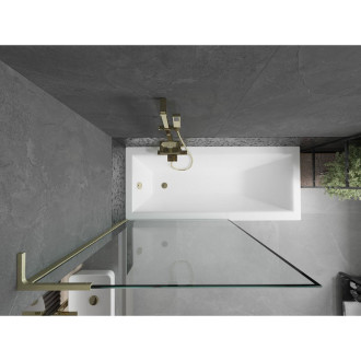 Vanová zástěna Mexen Next L s jedním křídlem 100 x 150 cm, černý rám, kartáčované zlato - 895-100-000-03-70-55