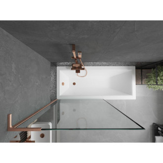 Vanová zástěna Mexen Next L s jedním křídlem 100 x 150 cm, černý rám, kartáčovaná měď - 895-100-000-03-70-65