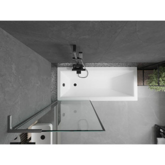 Vanová zástěna Mexen Next L s jedním křídlem 70 x 150 cm, černý rám, kartáčovaná pistolově šedá - 895-070-000-03-70-66