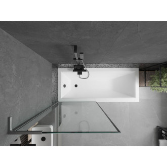 Vanová zástěna Mexen Next L s jedním křídlem 80 x 150 cm, černý rám, kartáčovaná pistolově šedá - 895-080-000-03-70-66