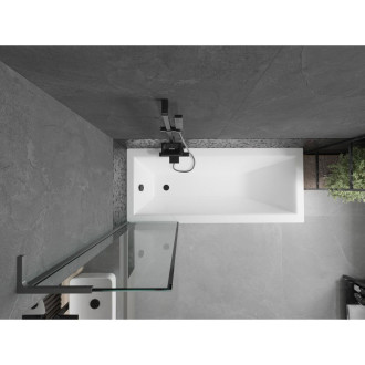 Vanová zástěna Mexen Next L s jedním křídlem 50 x 150 cm, černý rám, stříbrná - 895-050-000-03-70-95