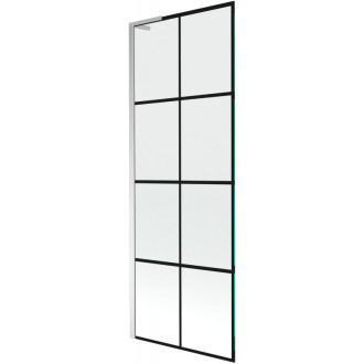 Vanová zástěna Mexen Next L s jedním křídlem 70 x 150 cm, černá mřížka, chrom - 895-070-000-03-77-01