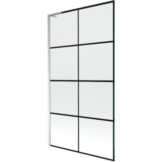 Vanová zástěna Mexen Next L s jedním křídlem 100 x 150 cm, černá mřížka, chrom - 895-100-000-03-77-01
