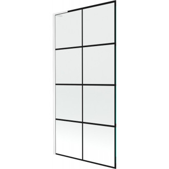 Vanová zástěna Mexen Next L s jedním křídlem 90 x 150 cm, černá kostkovaná, bílá - 895-090-000-03-77-20