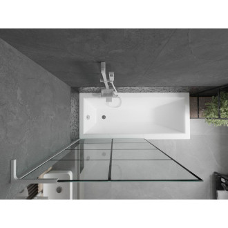 Vanová zástěna Mexen Next L s jedním křídlem 100 x 150 cm, černá kostkovaná, bílá - 895-100-000-03-77-20