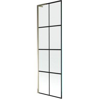 Vanová zástěna Mexen Next L s jedním křídlem 60 x 150 cm, černá kostkovaná, zlatá - 895-060-000-03-77-50