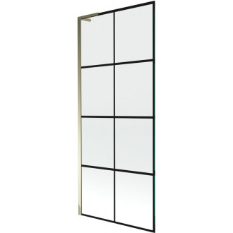 Vanová zástěna Mexen Next L s jedním křídlem 80 x 150 cm, černá kostkovaná, zlatá - 895-080-000-03-77-50