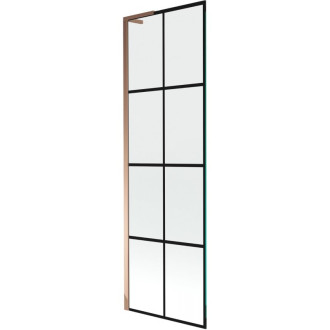 Vanová zástěna Mexen Next L s jedním křídlem 60 x 150 cm, černý kostkovaný vzor, růžové zlato - 895-060-000-03-77-60