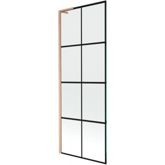 Vanová zástěna Mexen Next L s jedním křídlem 70 x 150 cm, černá mřížka, kartáčovaná měď - 895-070-000-03-77-65