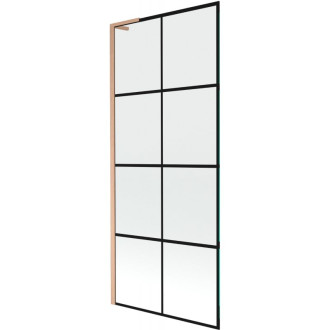 Vanová zástěna Mexen Next L s jedním křídlem 80 x 150 cm, černá mřížka, kartáčovaná měď - 895-080-000-03-77-65