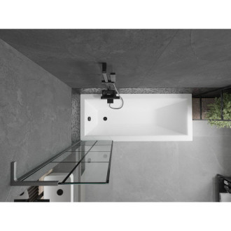 Vanová zástěna Mexen Next L s jedním křídlem 50 x 150 cm, černá kostkovaná, kartáčovaná pistolově šedá - 895-050-000-03-77-66