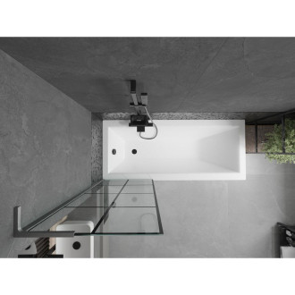 Vanová zástěna Mexen Next L s jedním křídlem 60 x 150 cm, černá kostkovaná, kartáčovaná pistolově šedá - 895-060-000-03-77-66