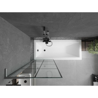 Vanová zástěna Mexen Next L s jedním křídlem 70 x 150 cm, černá kostkovaná, kartáčovaná pistolově šedá - 895-070-000-03-77-66