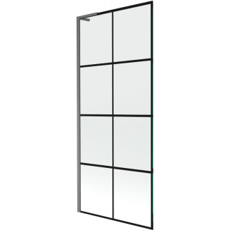 Vanová zástěna Mexen Next L s jedním křídlem 80 x 150 cm, černá kostkovaná, kartáčovaná pistolově šedá - 895-080-000-03-77-66