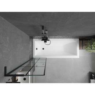 Vanová zástěna Mexen Next L s jedním křídlem 50 x 150 cm, černý kostkovaný vzor, černá - 895-050-000-03-77-70