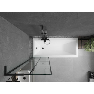 Vanová zástěna Mexen Next L s jedním křídlem 60 x 150 cm, černý kostkovaný vzor, černá - 895-060-000-03-77-70