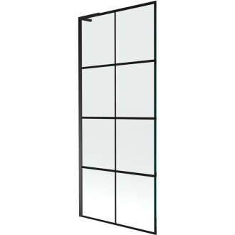 Vanová zástěna Mexen Next L s jedním křídlem 80 x 150 cm, černý kostkovaný vzor, černá - 895-080-000-03-77-70