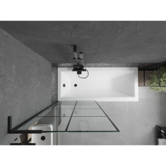 Vanová zástěna Mexen Next L s jedním křídlem 80 x 150 cm, černý kostkovaný vzor, černá - 895-080-000-03-77-70