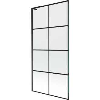 Vanová zástěna Mexen Next L s jedním křídlem 90 x 150 cm, černý kostkovaný vzor, černá - 895-090-000-03-77-70