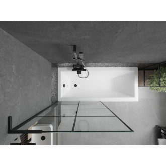 Vanová zástěna Mexen Next L s jedním křídlem 90 x 150 cm, černý kostkovaný vzor, černá - 895-090-000-03-77-70