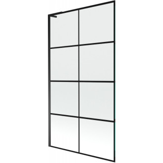 Vanová zástěna Mexen Next L s jedním křídlem 100 x 150 cm, černý kostkovaný vzor, černá - 895-100-000-03-77-70