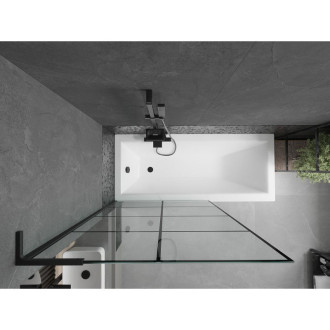 Vanová zástěna Mexen Next L s jedním křídlem 100 x 150 cm, černý kostkovaný vzor, černá - 895-100-000-03-77-70