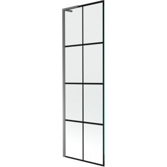 Vanová zástěna Mexen Next L s jedním křídlem 60 x 150 cm, černá mřížka, stříbrná - 895-060-000-03-77-95