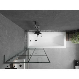 Vanová zástěna Mexen Next L s jedním křídlem 70 x 150 cm, černá mřížka, stříbrná - 895-070-000-03-77-95