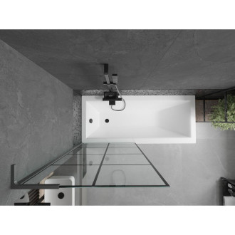 Vanová zástěna Mexen Next L s jedním křídlem 80 x 150 cm, černá mřížka, stříbrná - 895-080-000-03-77-95