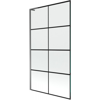 Vanová zástěna Mexen Next L s jedním křídlem 100 x 150 cm, černá mřížka, stříbrná - 895-100-000-03-77-95