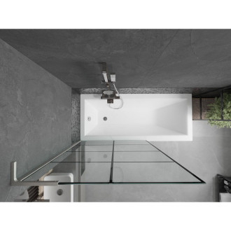 Vanová zástěna Mexen Next L s jedním křídlem 100 x 150 cm, černá mřížka, kartáčovaný nikl - 895-100-000-03-77-97