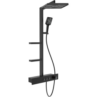 Sprchová souprava Mexen Saxx k montáži na povrch s dešťovou sprchovou hlavicí a baterií, černá - 78102-70