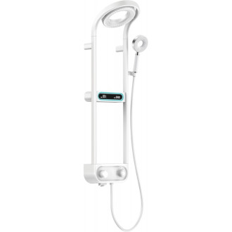 Sprchová souprava Mexen Peak k montáži na povrch s dešťovou sprchovou hlavicí a baterií, LED displej, bílá - 78106-20