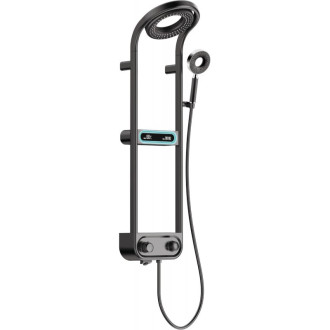 Sprchová souprava Mexen Peak k montáži na povrch s dešťovou sprchovou hlavicí a baterií, LED displej, černá - 78106-70